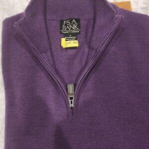 Jos A. Bank Quarter Zip Sweater Merino Wool Small